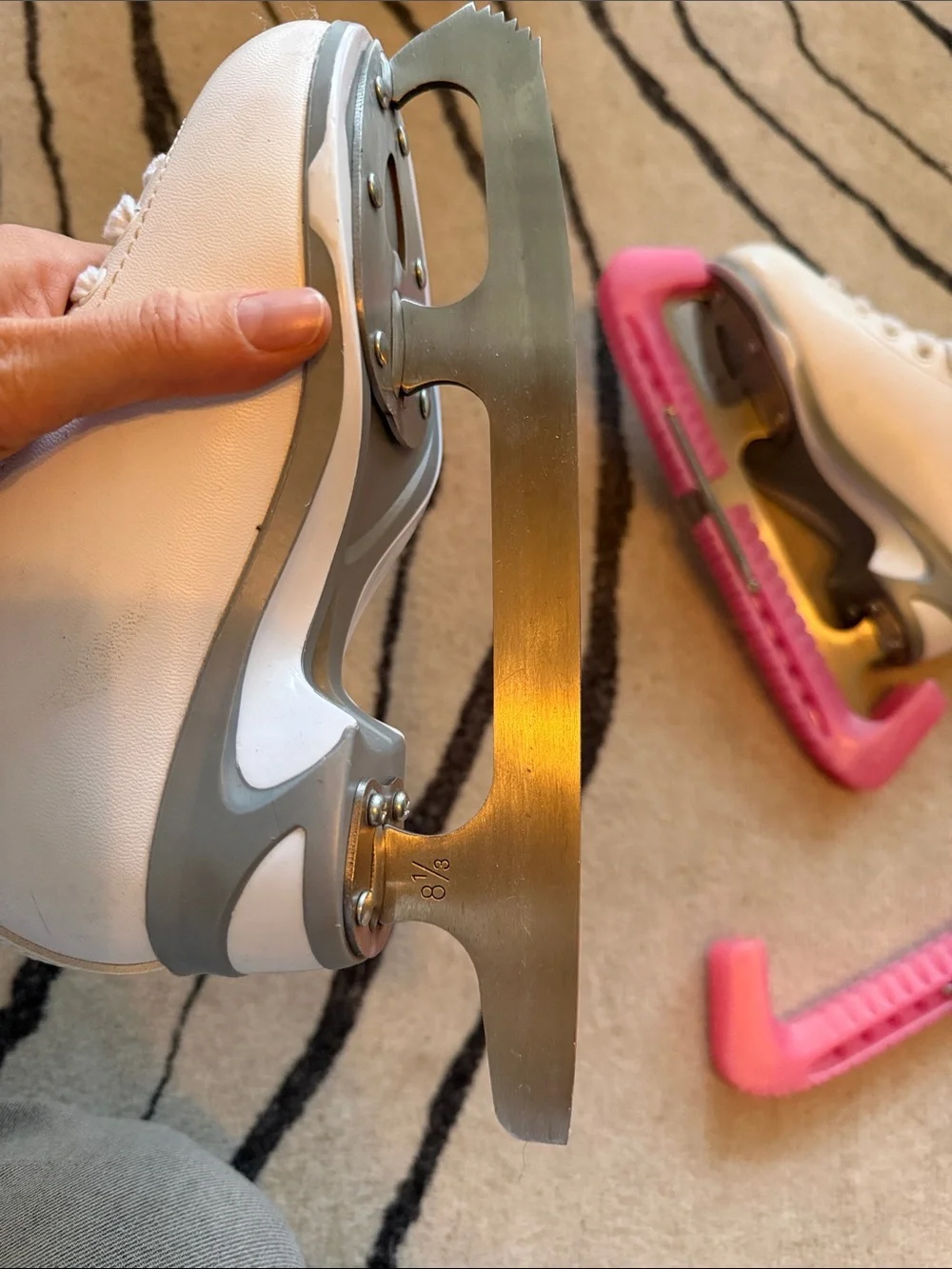 JACKSON White Kids Figure Ice Skates with Pink Blade Guards